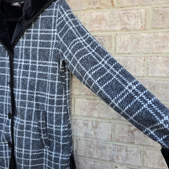 Ike Behar Womens Hounds Tooth Hooded Jacket Coat Super Soft & Warm Size Small - Picture 7 of 14